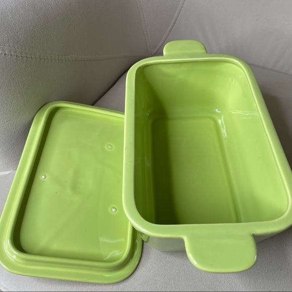 Vintage Franciscan Tiempo Casserole Dish Lid Handles Green Lime 1949 -1953 - Picture 3 of 5